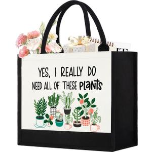 Canvas Tote Bag for Women, Cute Plant Lover Gifts for Women Gardener, Plant Lady Gifts Aesthetic Tote Bag, Gardening Present for Planting Lover Birthday Graduation Christmas Reusable Bag