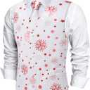 DiBanGu Mens Christmas Suit Vest and Tie Set for Men Waistcoats and Necktie Pocket Square Set for Prom Party S-3XL (Large, White Red)