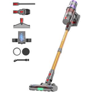 YU7 Max Cordless Vacuum Cleaner 650W 80Min 55kPa Powerful Suction Stick Vacuum, Anti-Tangle, Touch Screen, Self-Standing Lightweight Wireless Vac for Home Pet Hair Carpet Hard Floors (Gold)