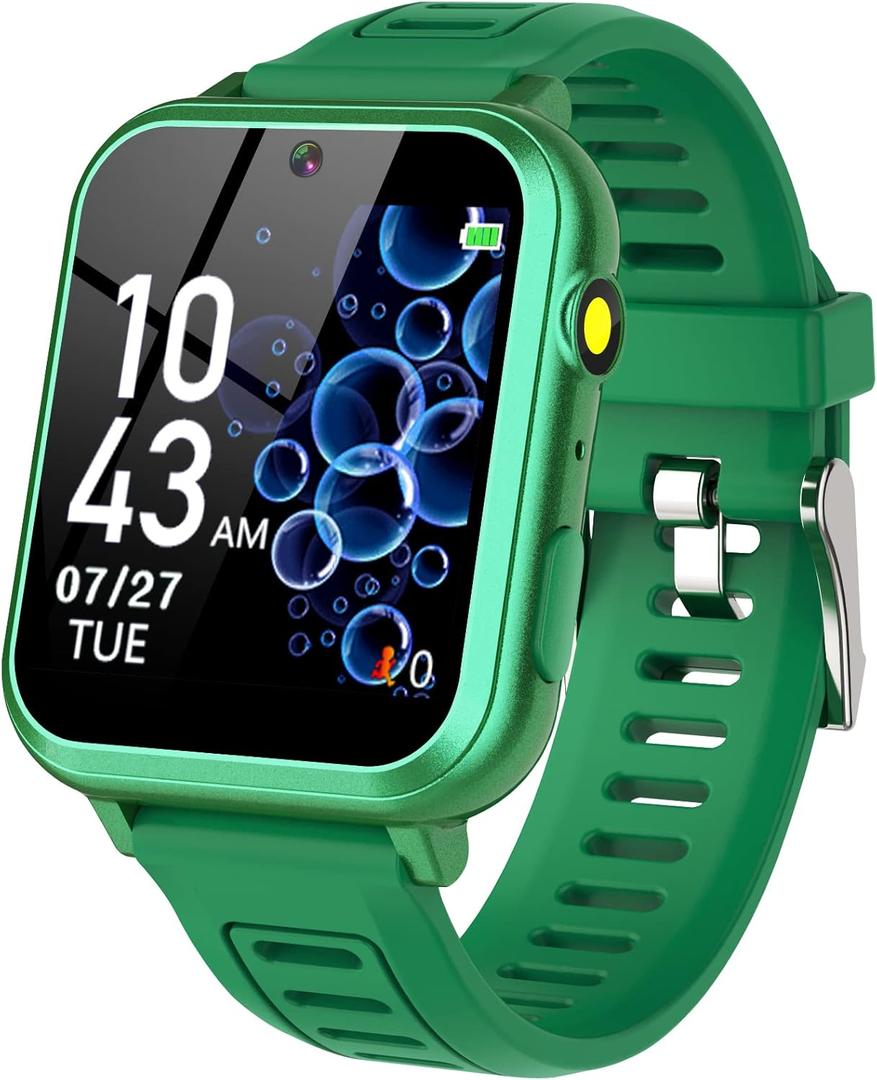 Phyulls Smart Watch for Kids with 39 Puzzle Games, Camera, Video Recorder, Music, Alarm, Calculator, Calendar, Flashlight, Pedometer - Birthday Gift for 3-12 Year Old Boys & Girls (green)