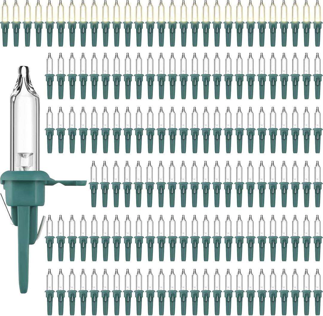 Riakrum 400 Pcs Christmas Replacement Mini Light Bulb 3 Volt 0.06 Watt Christmas Tree LED Light Bulbs Warm White Xmas Lights with Green Base for Party Holiday Indoor Outdoor Supplies