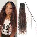 Boho Goddess Locs Crochet Hair: 8 Packs Pre Looped Bohemian Faux Locs Crochet Hair Extensions for Black Women, 24 Inch with 3 Curls (24 Inch, OT350#, 8 Packs)