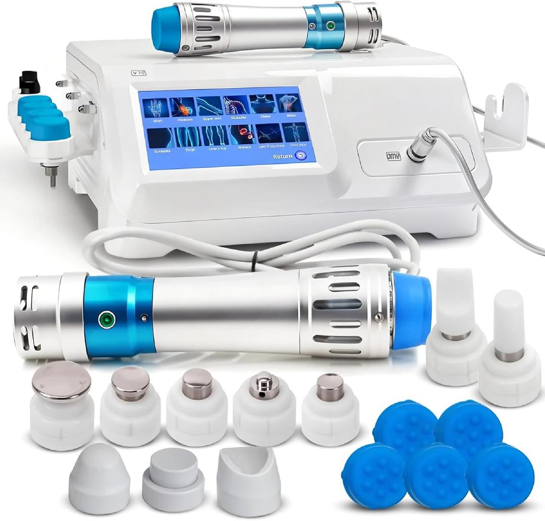 Shockwave Therapy Machine, ESWT Shock Wave Therapy Device with 10 Heads & 12 Modes, Adjustable Acoustic Wave Therapy Equipment for Muscle Relaxation, Sports Recovery and Professional Body Care, White