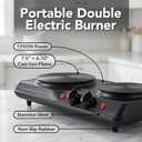 OVENTE Electric Cast Iron Double Burner, 1700W Hot Plate, Black BGS102B