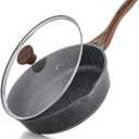 SENSARTE Nonstick Skillet, Deep Frying Pan 10/11/12-inch, Saute Pan with Lid, Stay-cool Handle, Healthy Stone Cookware Cooking Pan, Induction Compatible (10-Inch/3.5QT) (Classic Granite)