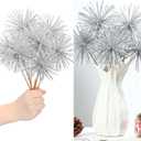 6 Pcs 10 Inch Starburst Christmas Tree Picks Glitter Christmas Star Tree Filler Table Centerpieces for DIY Wreath Crafts Funny Urchin Ornaments for Indoor Holiday Party Favors Supplies(Silver)