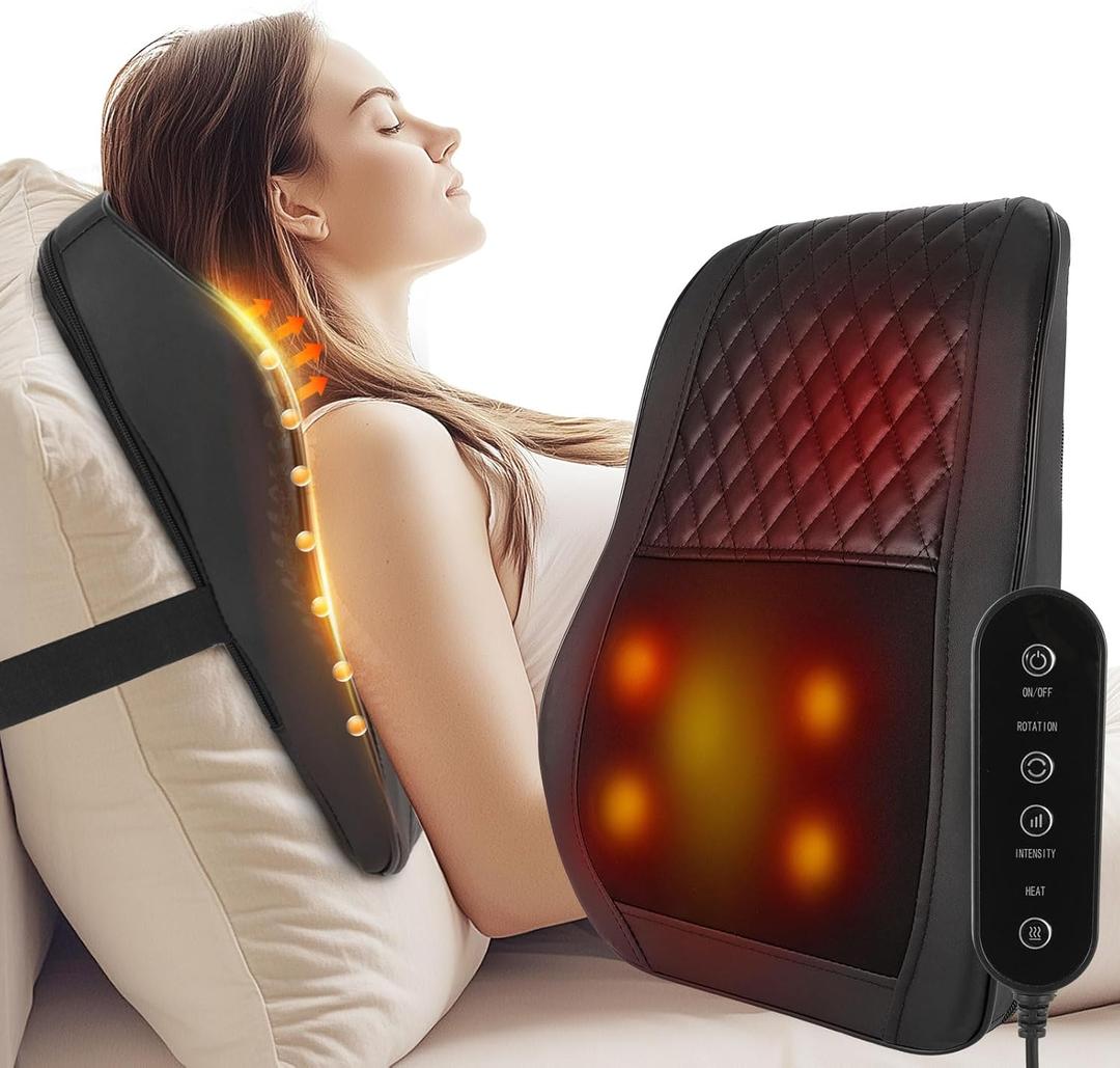 AERLANG Cordless Neck and Back Massager with Heat, 3D Shiatsu Kneading Pillow, 4 Massage Nodes & Bi-Directional Deep Tissue Massage for Neck/Shoulders/Back, Ideal Gift for Women & Men (Black)