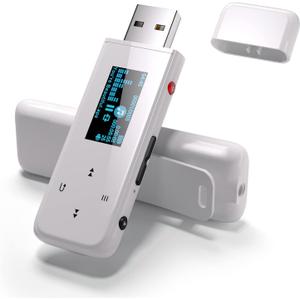 PECSU MP3 Player with Bluetooth,USB Portable Mini Music Player with FM Radio, E-Book, for Kids Sports Running with One-Key Recording 32GB (White)