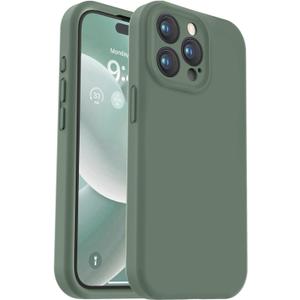 Vooii Compatible with iPhone 15 Pro Case, Upgrade Defender Liquid Silicone, [Enhanced Camera Protection] [Soft Anti-Scratch Microfiber Lining] Shockproof Phone Case iPhone 15 Pro 6.1 inch - Cypress