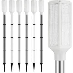 Macarrie 6 Pcs Solar Powered Driveway Markers Reflector Lights Landscape Driveway Reflectors on Poles for Snow Road Outdoor Yard(37 Inch,White)