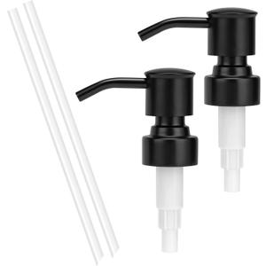 2 Pack Black 304 Stainless Steel Soap Dispenser Pump Replacement Standard 28/400 Thread for Regular Mouth Bottles Lotion Soap Dispenser for Kitchen Bathroom