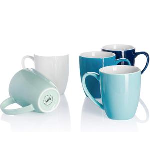 Sweese Porcelain Mugs - 12 Ounce for Coffee, Tea, Mocha and Mulled Drinks - Set of 5, Hot Assorted Colors