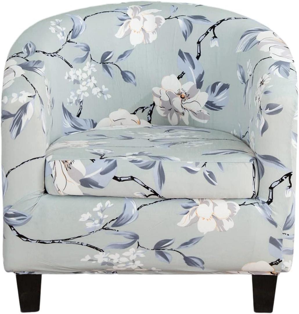 Club Chair Slipcover 2 Piece Tub Chair Slipcover Stretch Barrel Chair Covers Printed Armchair Covers Removable Sofa Cover Couch Furniture Protector Arm Chair Cover for Living Room 91 (Color 49)