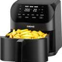 Air Fryer 6.2 QT Large Capacity Oilless Hot Air Fryers Oven 1500W Healthy Cooker with 8 Presets, Digital LCD Touch Screen, Non-Stick Basket, Included Recipe (Black-M)