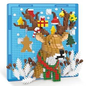 Christmas Reindeer Animal 3D Wall Art Micro Mini Building Blocks Set, Unique Christmas Home Decor, No Compatible with Lego, Ideal Holiday Toy Gift for Adults & Boys Girls 14+ (1005 PCS)