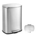 QUALIAZERO 50L / 13 Gallon Stainless Steel Step-On Kitchen Trash Can Soft-Close Lid, Fingerprint-Resistant, Removable Liner, Slim Rectangle Modern Design for Home, Office, Commercial