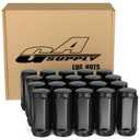 GAsupply 1/2x20 Black Lug Nuts 20pcs - 1/2-20 Long Closed End Bulge Acorn Lug Nuts Cone Seat - 1.9" 48mm Tall 3/4" 19mm Hex