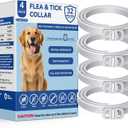 KOOSA Flea and Tick Collar for Dogs, 4 Packs Flea Collar for Dogs with Natural Essential Oils, Waterproof & Adjustable Flea and Tick Prevention Collar for Small Medium Large Dogs & Puppies, Grey