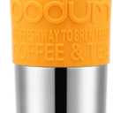 Bodum 12oz Double Wall Insulated Travel Mug with Lid, Stainless Steel w/Silicone Sleeve, Yolk