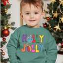 GLIGLITTR Toddler Baby Boy Girl Christmas Sweatshirt Xmas Holly Outfit Jolly Pullover Top Holiday Crewneck Long Sleeve Shirts(Teal, 12-18Months)