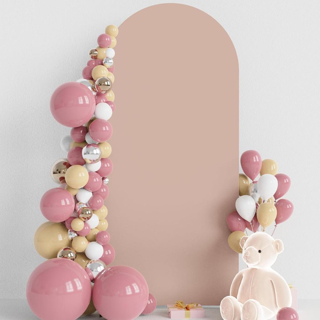 Wokceer 6FT Wedding Arch Backdrop Cover Spandex Fitted Nude Wedding Arch Covers Round Top Chiara Arches Backdrop Cover for Birthday Party Ceremony Banquet Decoration