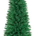 ININ 7FT Slim Pencil Christmas Tree,Artificial Tall Skinny Xmas Tree with 448 Branch Tips,Perfect for Home/Office/Party Decoration, Metal Hinges & Foldable Base.(Unlit)