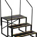 RV Steps with Handrails 3 Steps Mobile Home Stairs Outdoor RV Step Ladder with Anti-Slip Pedals Hot Tub Steps for Home, Spa, Travel Trailers, Porch, Pool
