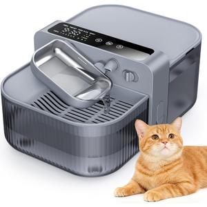 Chumajor 3.5L Wireless Cat Water Fountain with No Filters, 180-Day Battery & Precision Flow Control,Smart Pet Water Dispenser with Wastewater Separation & Custom Scheduling for Cats & Dogs, Grey