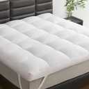 Dual Layer 5 Inch Goose Feather Mattress Topper Full Size, 4 Inch Goose Feather Plus 1 Inch Down Alternative Pillow Top, Medium Firm Featherbed with Adjustable Straps(54"x75", Wavy) (White)