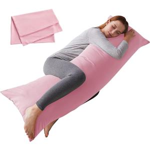 ELNIDO QUEEN Body Pillow with Pillowcase - Soft Long Bed Pillow for Adults - Breathable Full Body Pillow Insert for Sleeping, 20x54inches - Pink