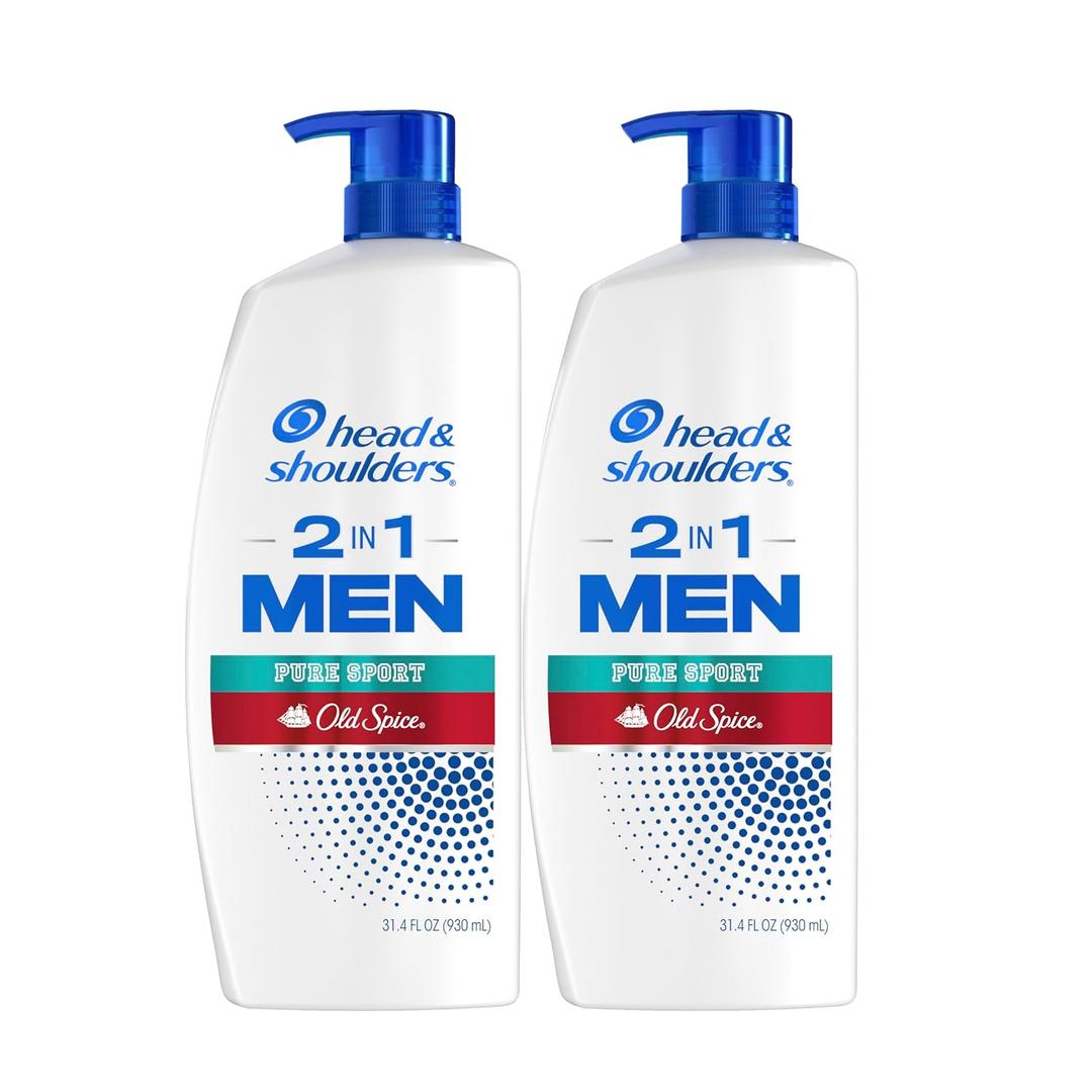 Head & Shoulders 2-in-1 Dandruff Shampoo and Conditioner Set, Clinically Proven Dandruff & Itch Relief, Lemon-Lime Scent of Old Spice Pure Sport, Nourish Scalp & Hair, 31.4 Fl oz each, 2 Pack