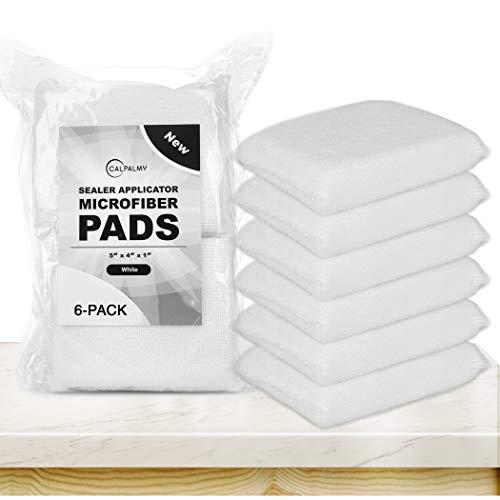 Professional Microfiber Sealer Applicator Pad – The Perfect Tool to Apply Sealer to All Natural Stone and Tile Like Marble, Granite, Concrete & Slate (White), Pack 6