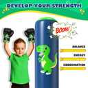QPAU Inflatable Punching Bag, 48 Inch Stable Inflatable Boxing Bag for 3-6 Kids,Dinosaur Toy & Gifts for Boys and Girls, Kids Boxing Set for Practicing Karate, Taekwondo