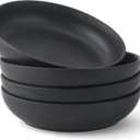 JoyJolt Mesa 40 Oz Stoneware Serving Bowls, Pasta Bowls Set of 4, Large Salad Pho Soup Bowls for Kitchen, Dishwasher and Microwave Safe Plate Bowls, Aesthetic Kitchen Essentials - Matte Black