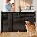 Retractable Baby Gates for Stairs, 78" Wide Retractable Dog Gate Pet Gate, 34" Extra Tall Child Safety Gate Toddler Mesh Gate with Support Rods for Doorways, Hallways, Deck, Porch, Indoor, Outdoor
