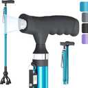 Walking Cane with LED Light for Seniors Men Women, Adjustable Folding Canes for Elderly, Ergonomic Handle & All Terrain Shock Absorbing Base, Walking Sticks for Indoor Outdoor Travel Hiking Support