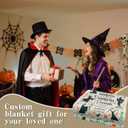 Cozy Halloween Throw Blanket 50x60 Inches - Soft Flannel Oversized Horror Themed Decor for Fall Day of The Dead, Featuring Witch Designs, for Women