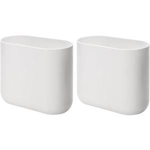 iDesign Small Slim Plastic Bathroom Trash Can, Garbage Can for Bedroom, Office, Desk, Dorm, 2-Pack, White