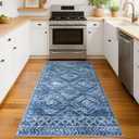 KILOCOCO Small Area Rug 3'x5' Entryway Rug Washable Rugs, Stonewashed Blue | Non Slip Entry Rug, Low Pile Kitchen Rugs, Printed Geometric Small Rugs for Living Room Bedroom, Soft Door Rug