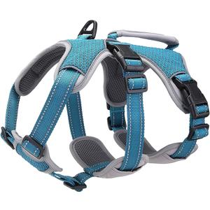 BELPRO Multi-Use Support Dog Harness, Escape Proof No Pull Reflective Adjustable Vest with Durable Handle, Dog Walking Harness for Big/Active Dogs (Blue, M)