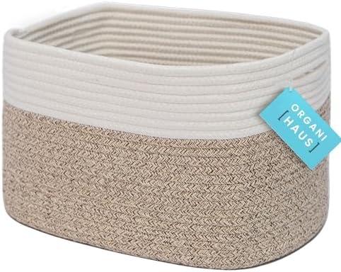 OrganiHaus Woven Storage Basket, Nursery Storage Basket, Towel Basket for Bathroom, Cotton Rope Basket for Storage, Decorative Storage Baskets, Woven Baskets for Storage, Book Basket, Brown