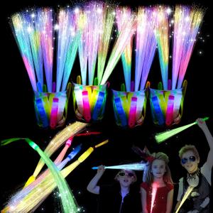 48PCS Fiber Optic Wand Glow Sticks, LED Light Up Wand, Glow in the Dark Party Supplies, Light Up Party Favors, Fiber Optic Lights, Glow Flashing Light Sticks for Neon Party Decorations, Halloween