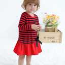 Baby Girl Fall Clothes: Soft Long Sleeve Bow Tie Print Outfits Casual Birthday Party Clothing for 6Months-3T (Red)