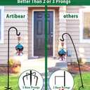 Adjustable Outdoor Shepherd Hook Stand with 5 Prong Base, 60 Inches Tall 3/5 in Thick, Shiny Black (2 Packs)
