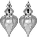 2 Pcs 9" Large Shatterproof Finial Drop Ornaments - Champagne Big Ornaments for Christmas Tree Decorations