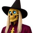 Soulchen 12 ft Halloween Skeleton Accessories Skeleton Witch Hat with Wig Outdoor Giant Costume Clothing Accessories for Halloween Garden Lawn Outdoor Decor