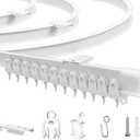 JIHXYER Flexible Bendable Ceiling Curtain Track, 9.8ft (3m) Curved, PVC, Metal, Plastic & Stainless Steel, White, Ceiling Mounted