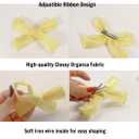 2Pcs Cute Glossy Yellow Bow Hair Clips for Women，Elegant Ajustible Sheer Ribbon Barrette，Non Slip 3D Organza Bowknot Alligator Clips for Girls School Party Wedding Prom Daily Outfit Festival Gifts