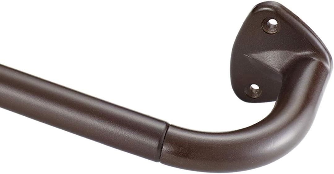 YunNephele Room Darkening Curtain Rods 28-48 inch Bronze,Wrap Around Design Window Single Drapery Rod, Sturdy Metal Adjustable Curtain Rod Set for Blackout Curtains