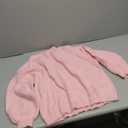 GORGLITTER Women's Fuzzy Off The Shoulder Sweaters Chunky Knit Oversized Long Sleeve Asymmetrical Pullover Tops Outfits (Pink)